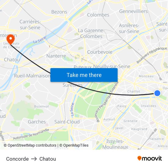 Concorde to Chatou map