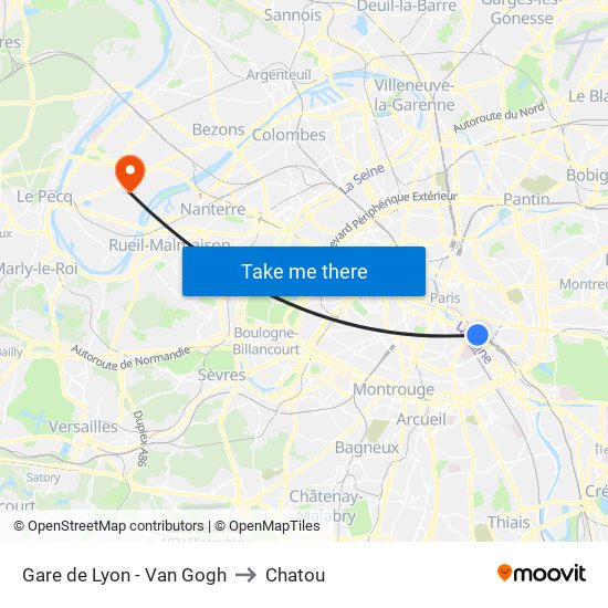 Gare de Lyon - Van Gogh to Chatou map