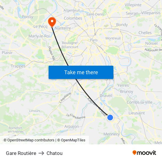 Gare Routière to Chatou map