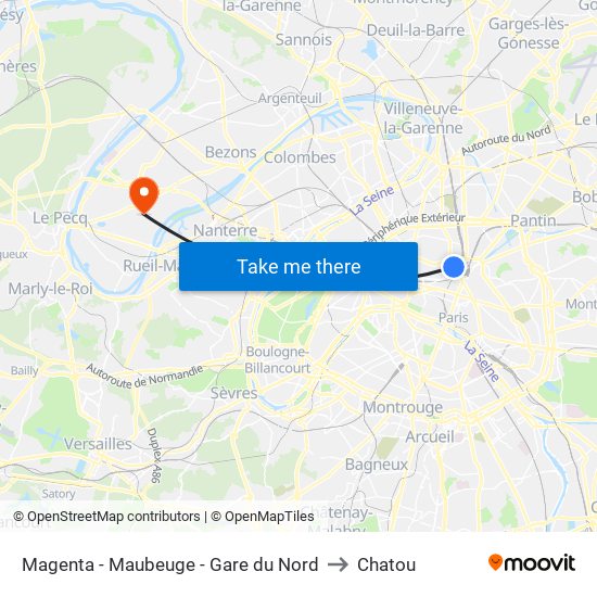 Magenta - Maubeuge - Gare du Nord to Chatou map