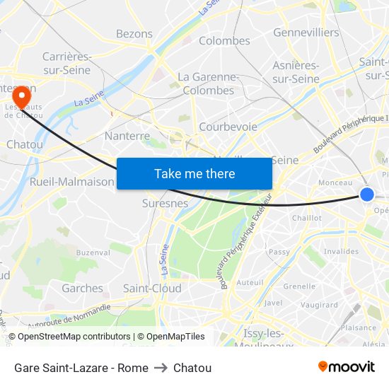 Gare Saint-Lazare - Rome to Chatou map