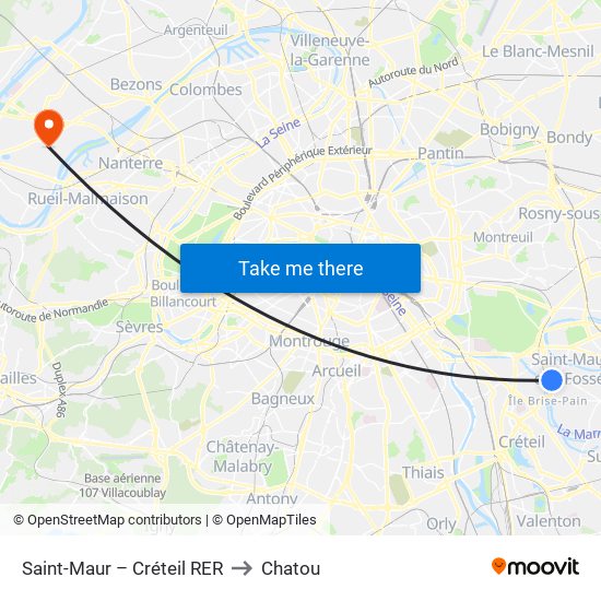 Saint-Maur – Créteil RER to Chatou map