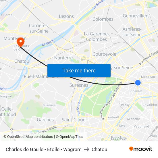 Charles de Gaulle - Étoile - Wagram to Chatou map