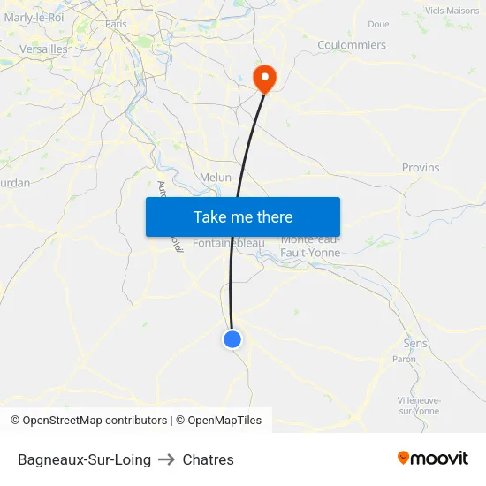 Bagneaux-Sur-Loing to Chatres map