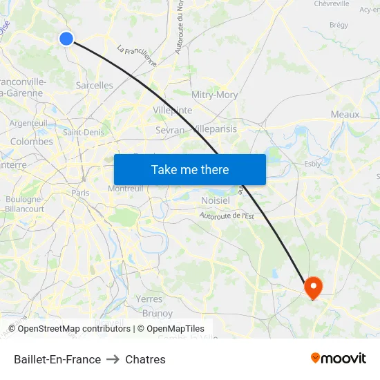Baillet-En-France to Chatres map
