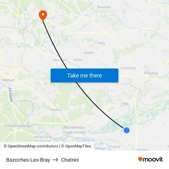 Bazoches-Les-Bray to Chatres map
