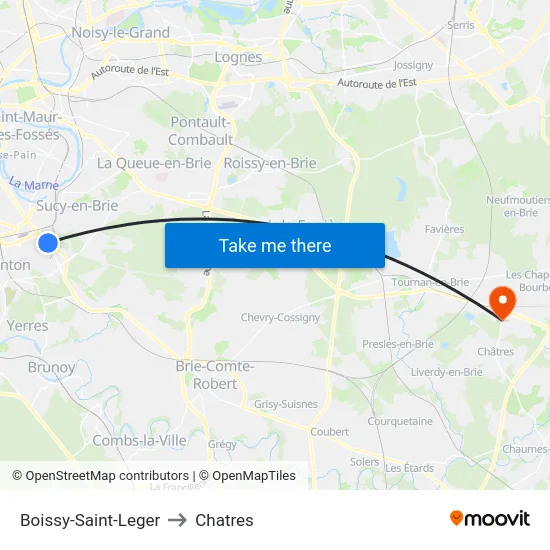 Boissy-Saint-Leger to Chatres map