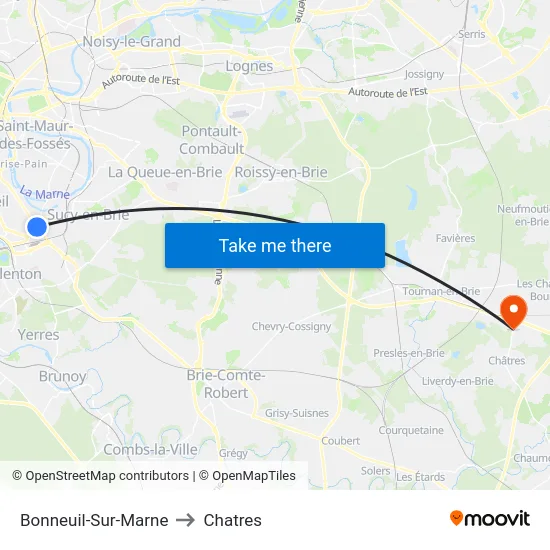 Bonneuil-Sur-Marne to Chatres map