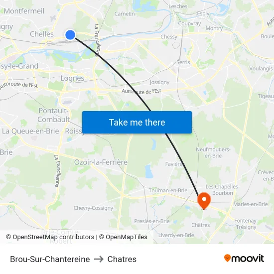 Brou-Sur-Chantereine to Chatres map