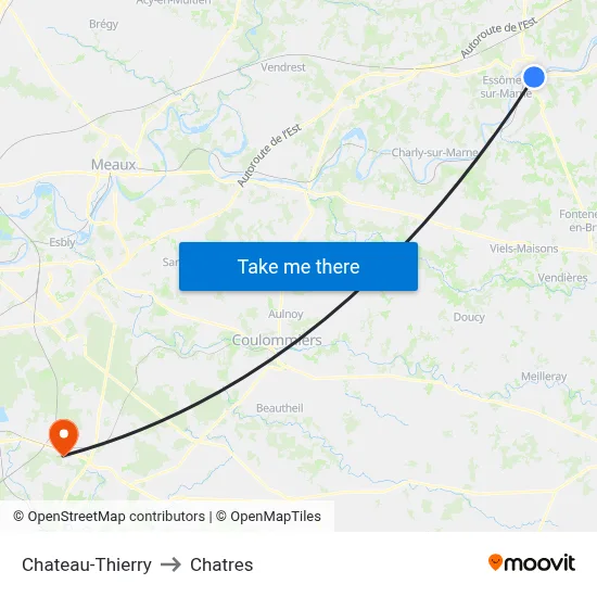 Chateau-Thierry to Chatres map