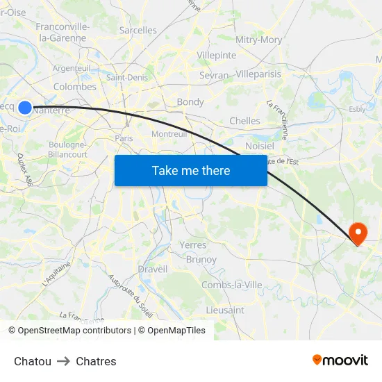 Chatou to Chatres map