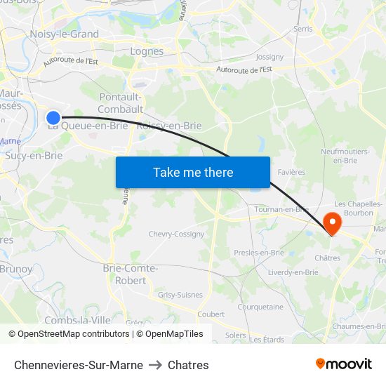 Chennevieres-Sur-Marne to Chatres map