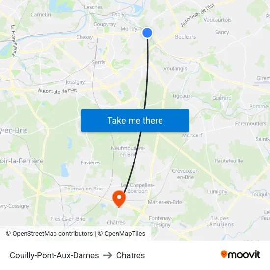 Couilly-Pont-Aux-Dames to Chatres map
