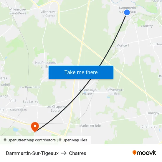 Dammartin-Sur-Tigeaux to Chatres map