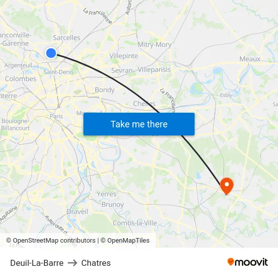 Deuil-La-Barre to Chatres map