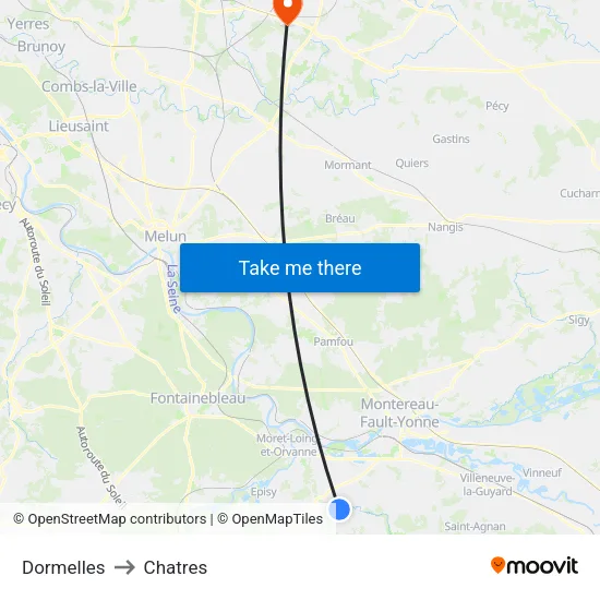 Dormelles to Chatres map
