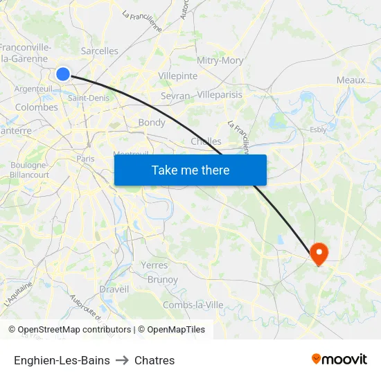 Enghien-Les-Bains to Chatres map