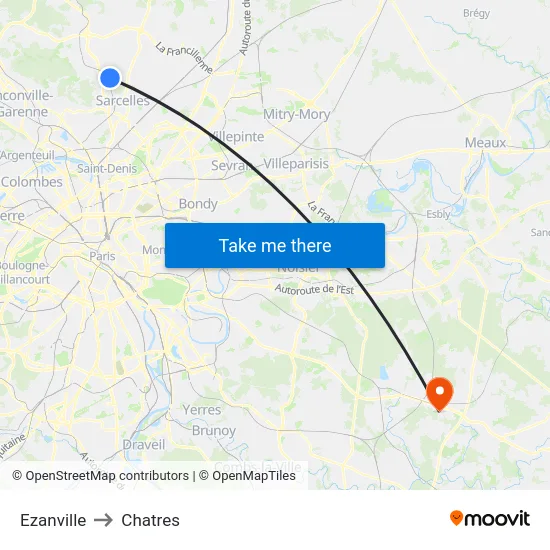 Ezanville to Chatres map