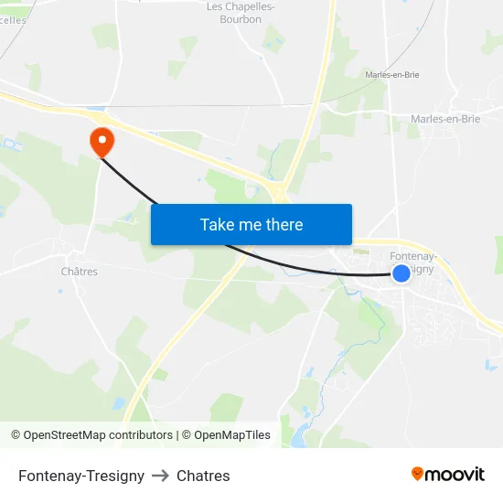 Fontenay-Tresigny to Chatres map