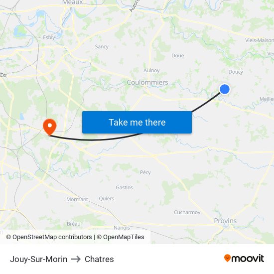 Jouy-Sur-Morin to Chatres map