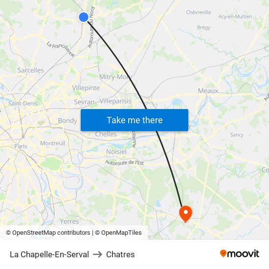 La Chapelle-En-Serval to Chatres map