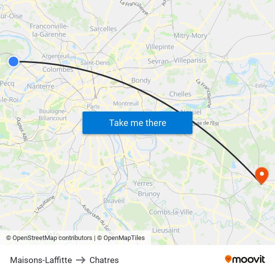 Maisons-Laffitte to Chatres map