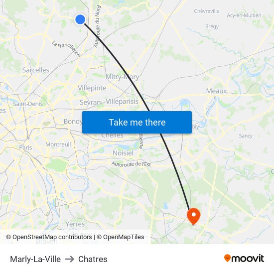 Marly-La-Ville to Chatres map