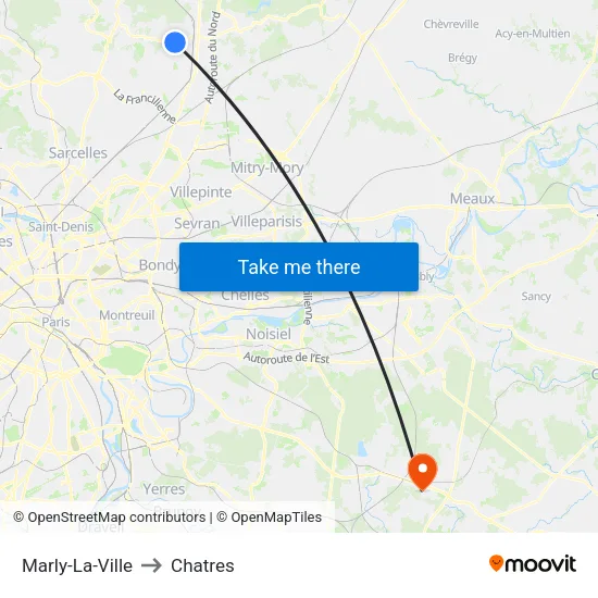 Marly-La-Ville to Chatres map
