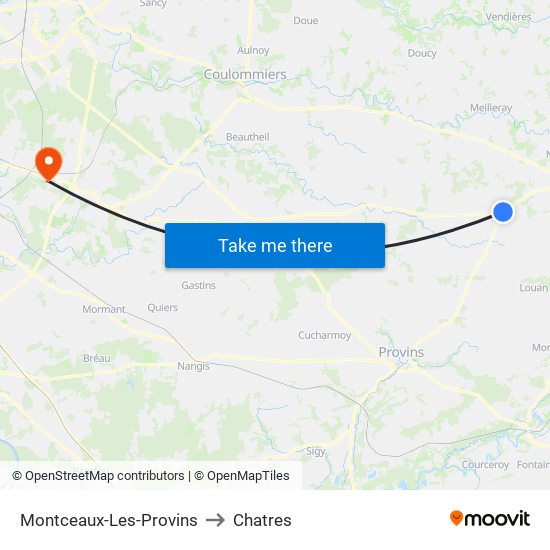 Montceaux-Les-Provins to Chatres map