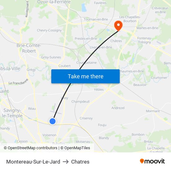 Montereau-Sur-Le-Jard to Chatres map