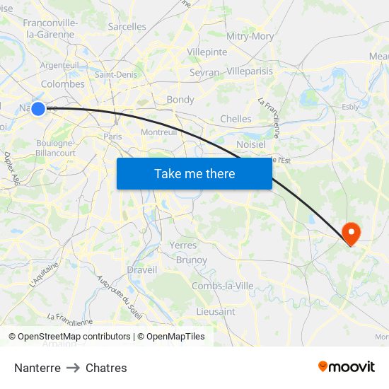Nanterre to Chatres map