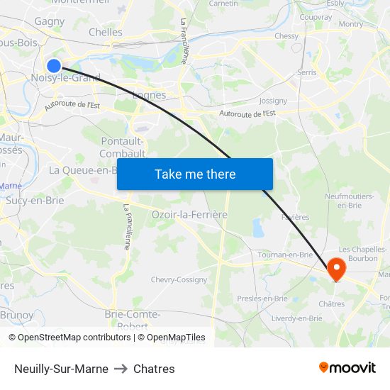 Neuilly-Sur-Marne to Chatres map