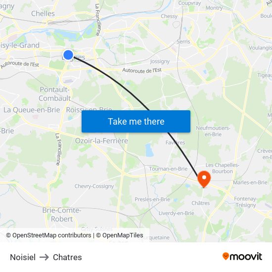 Noisiel to Chatres map