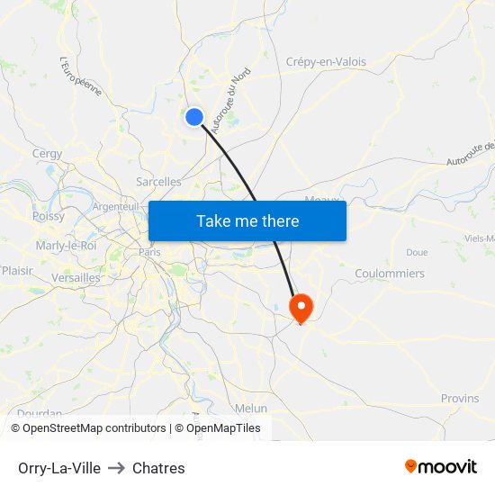 Orry-La-Ville to Chatres map