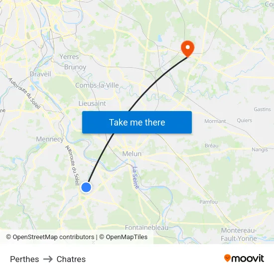 Perthes to Chatres map