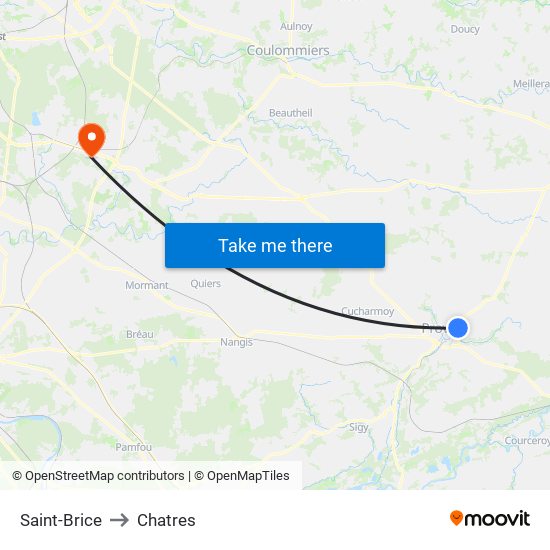 Saint-Brice to Chatres map