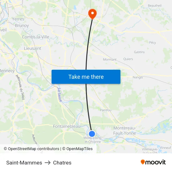 Saint-Mammes to Chatres map
