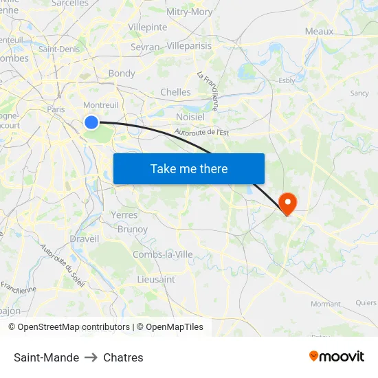 Saint-Mande to Chatres map
