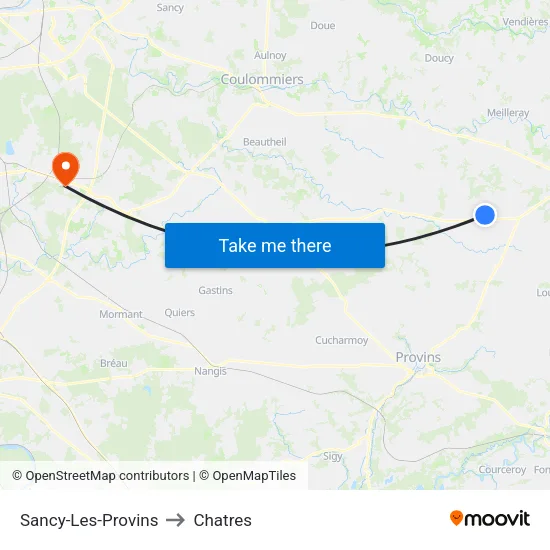 Sancy-Les-Provins to Chatres map
