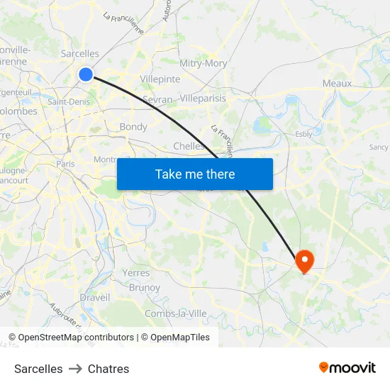 Sarcelles to Chatres map