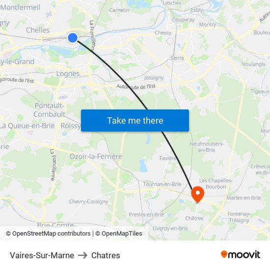 Vaires-Sur-Marne to Chatres map