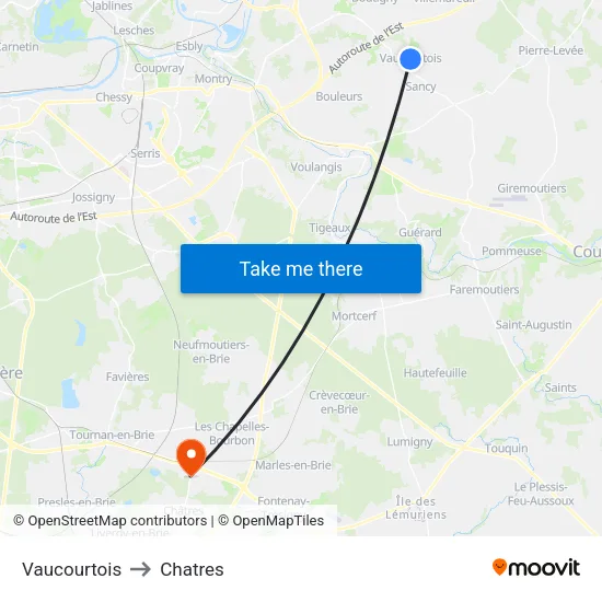 Vaucourtois to Chatres map