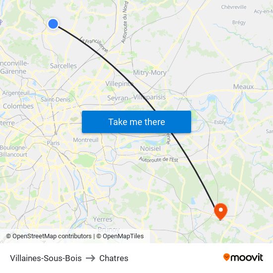 Villaines-Sous-Bois to Chatres map