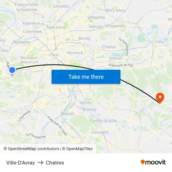 Ville-D'Avray to Chatres map