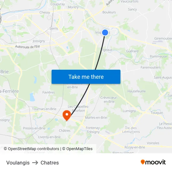 Voulangis to Chatres map