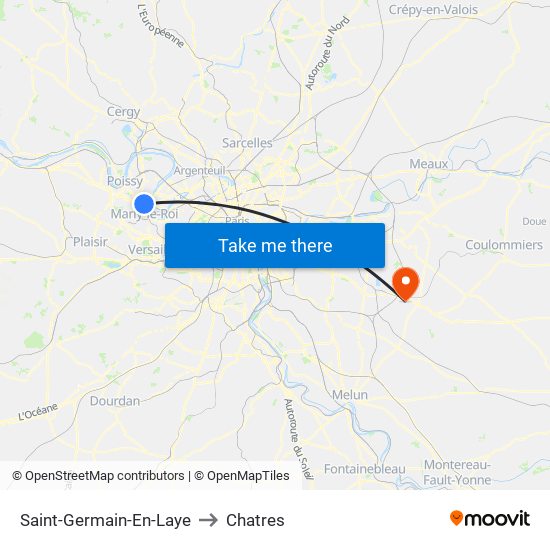Saint-Germain-En-Laye to Chatres map
