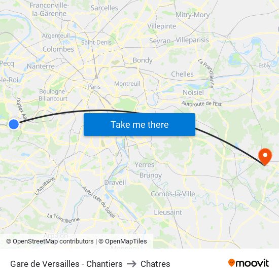 Gare de Versailles - Chantiers to Chatres map