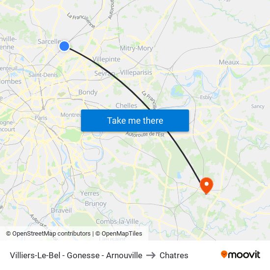 Villiers-Le-Bel - Gonesse - Arnouville to Chatres map