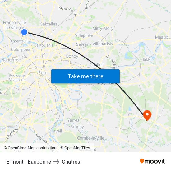 Ermont - Eaubonne to Chatres map