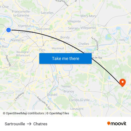 Sartrouville to Chatres map